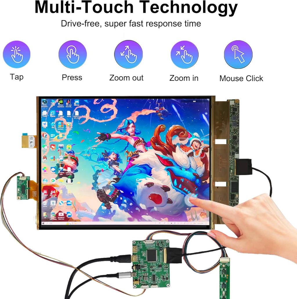 wisecoco OLED Flexible Display 13.3 Inch Amoled On-Cell Capacitive Touchscreen 2K 2048x1536 IPS Bendable Flexible Screen Display