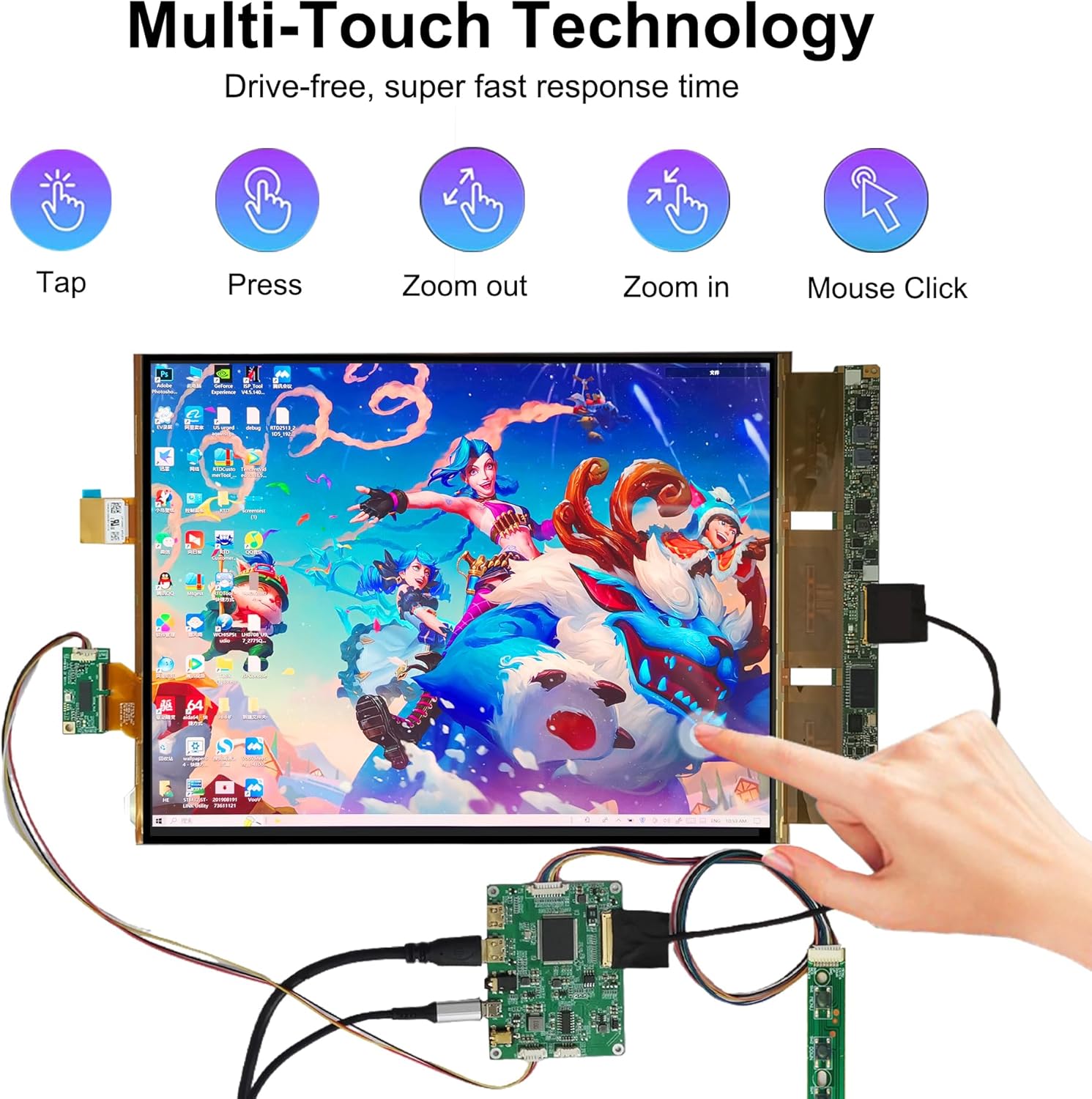 wisecoco OLED Flexible Display 13.3 Inch Amoled On-Cell Capacitive Touchscreen 2K 2048x1536 IPS Bendable Flexible Screen Display