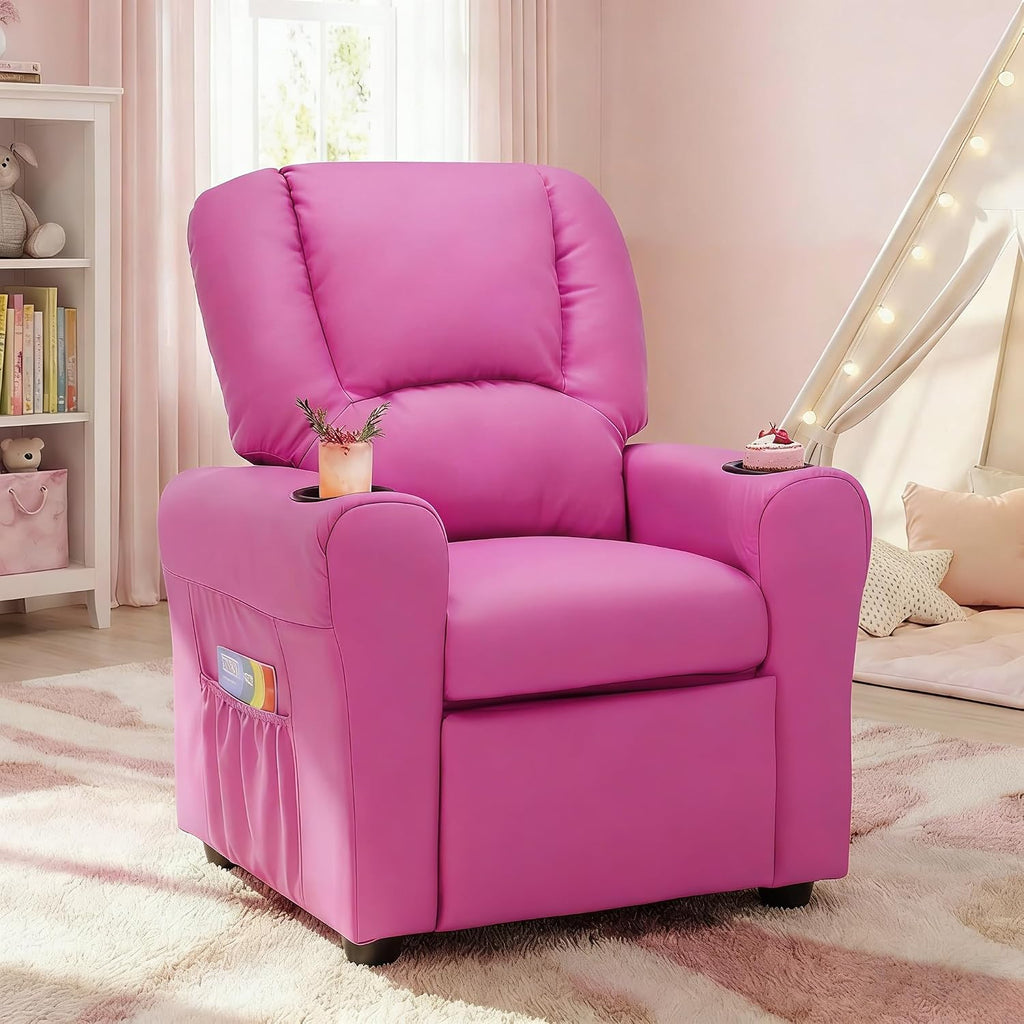 Candy Kids Reclining Chair Leather Recliner Sofa Push Back Toddler Youth Children Child Ages 1-6