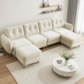 YITAHOME 108' Convertible U-Shaped Couch, 6-Seat Modular Sectional Sofa with Curved Armrests and 4 Pillows, High-Density Memory Foam for Living Room