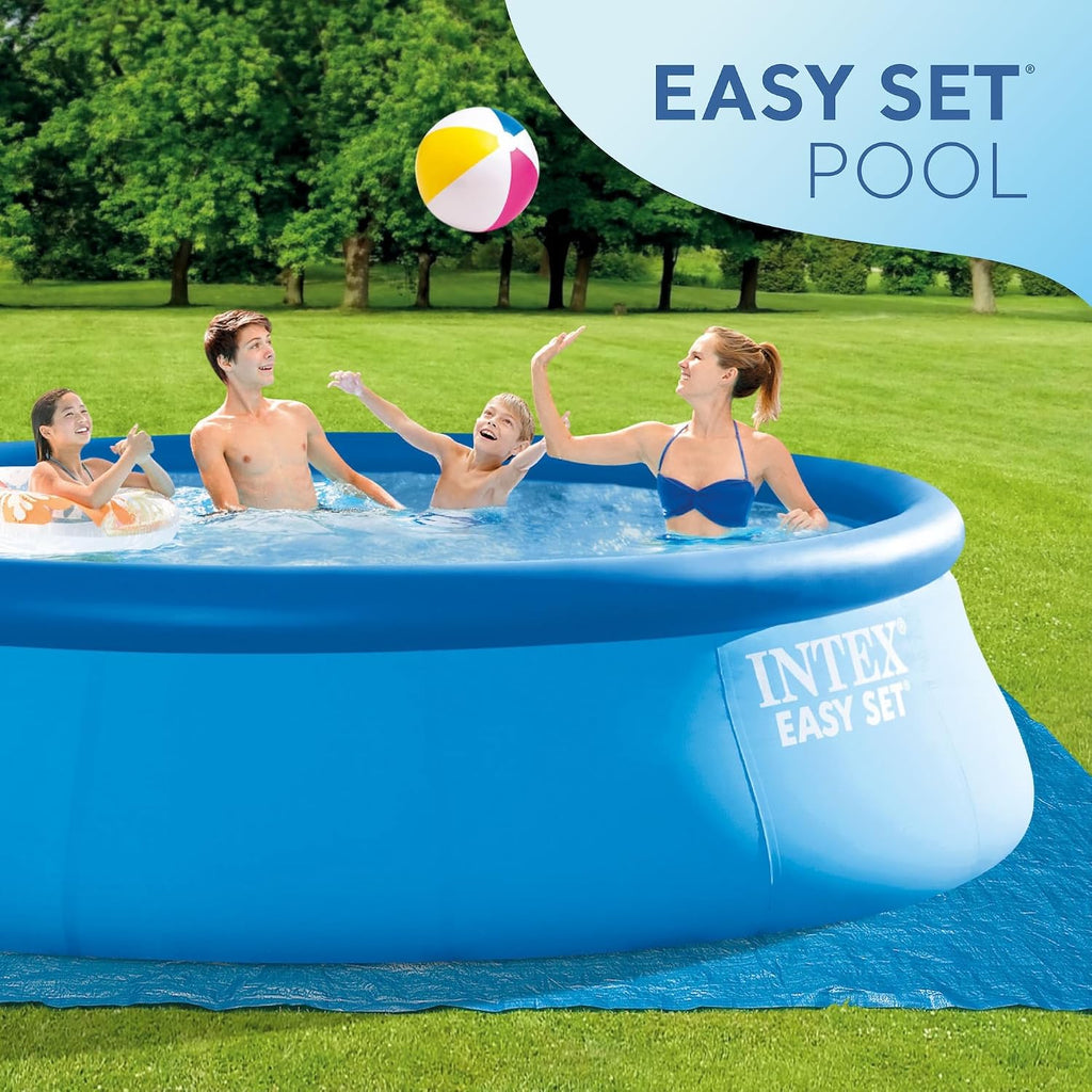INTEX Easy Set 15 ft x 48in Above Ground Pool Set, Round Inflatable Swimming Pool with 1000 GPH Cartridge Filter Pump, Ladder, Cover, & Ground Cloth