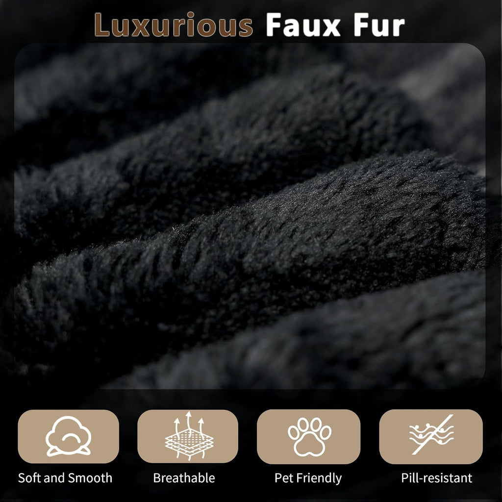 80' Oversized Double Lounge Chaise,Cloud Plush Sofa Bed,Upholstered Boneless Cloud Sofa Deep Seat,No Assembly Required,Modern Corduroy Sleeper Loveseat Chair for Living Room Bedroom Reading,Black