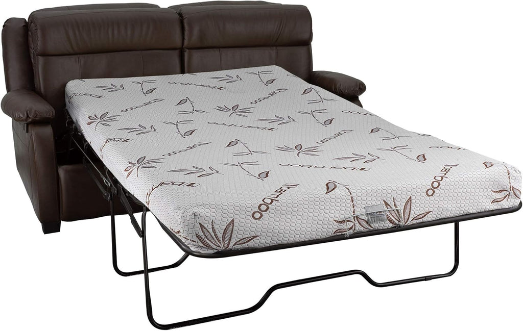 RecPro Charles Collection | 65' RV Hide A Bed Loveseat | Memory Foam Mattress | Pull Out Couch | RV Furniture | Chestnut