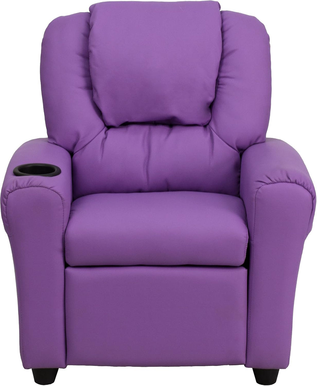 EMMA + OLIVER Lavender Vinyl Kids Recliner with Cup Holder and Headrest