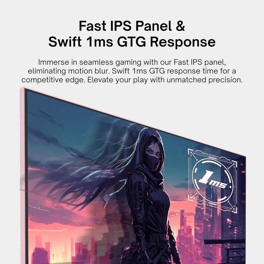 Pixio PX278 Wave Pink 27 inch 180Hz Refresh Rate FHD 1440p Resolution Fast IPS Panel 1ms GTG Response Time Gaming Monitor and PS1S Wave Pink Single Monitor Arm - Fits up to 32 inches and 19.8lbs