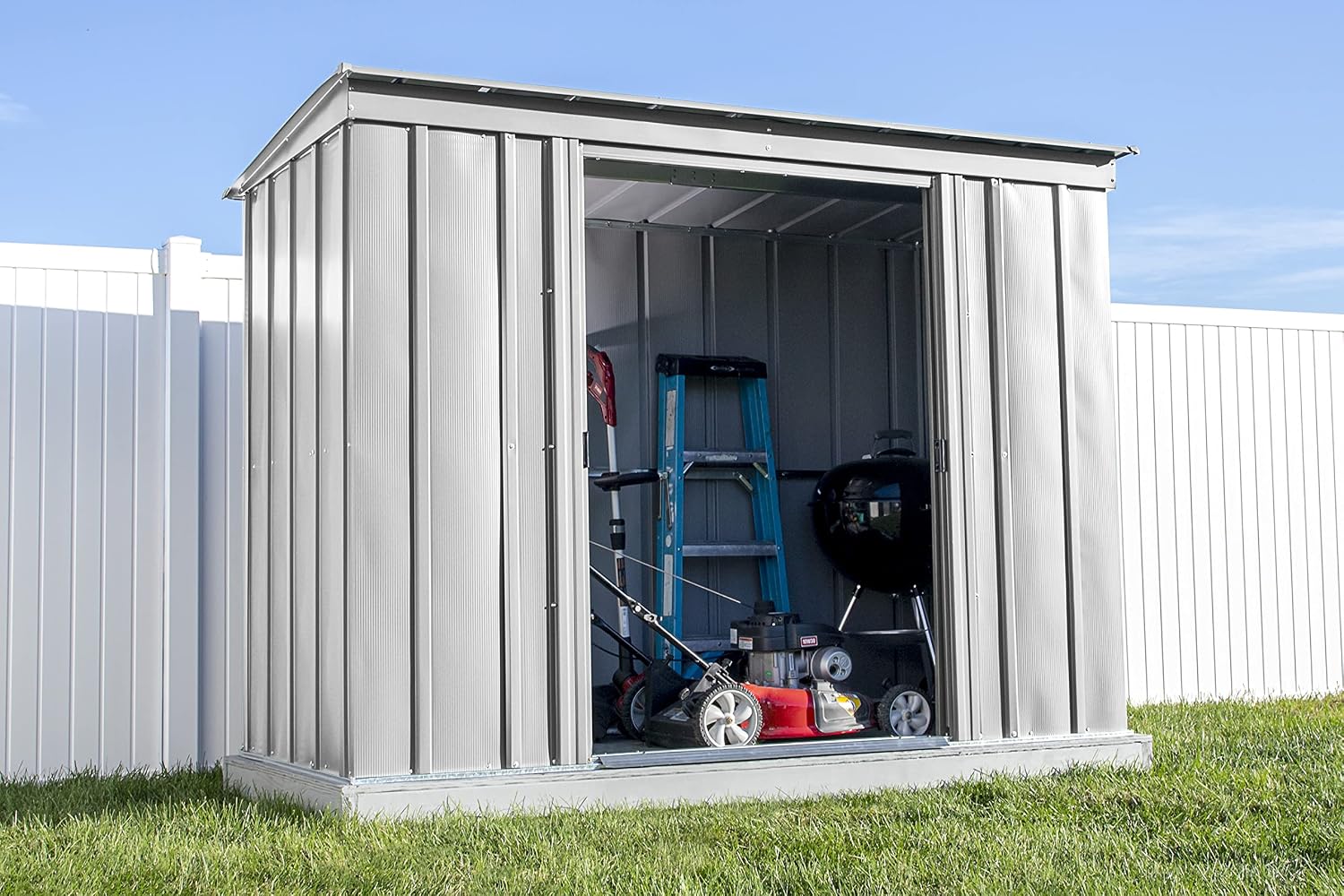 Arrow Classic Steel Storage Shed, 8x4, Flute Grey