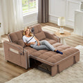Sleeper Sofa Couch Bed with Phone Holder, Modern 3-in-1 Convertible Velvet Pull Out Loveseat Futon Sofa with USB & Type C Port & Cup Holder for Living Room Bedroom Office