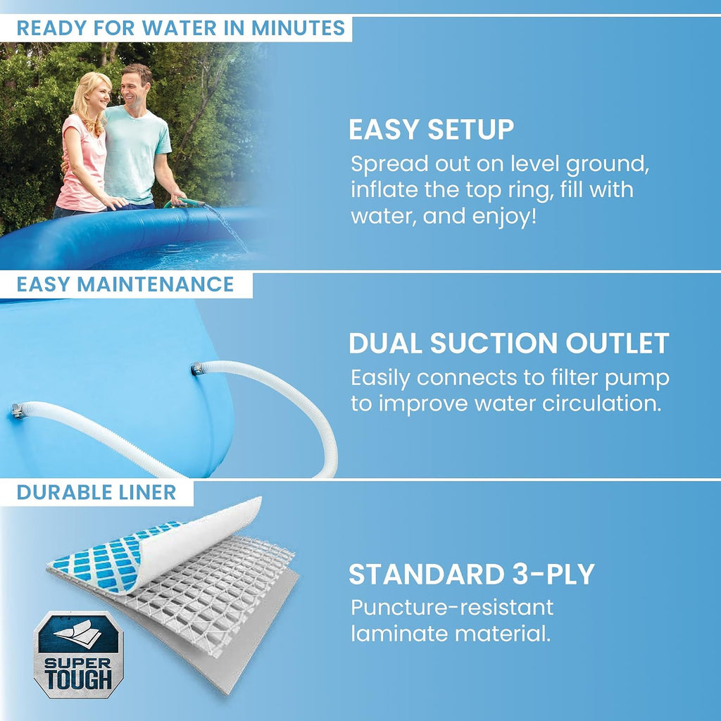 INTEX Easy Set 15 ft x 48in Above Ground Pool Set, Round Inflatable Swimming Pool with 1000 GPH Cartridge Filter Pump, Ladder, Cover, & Ground Cloth