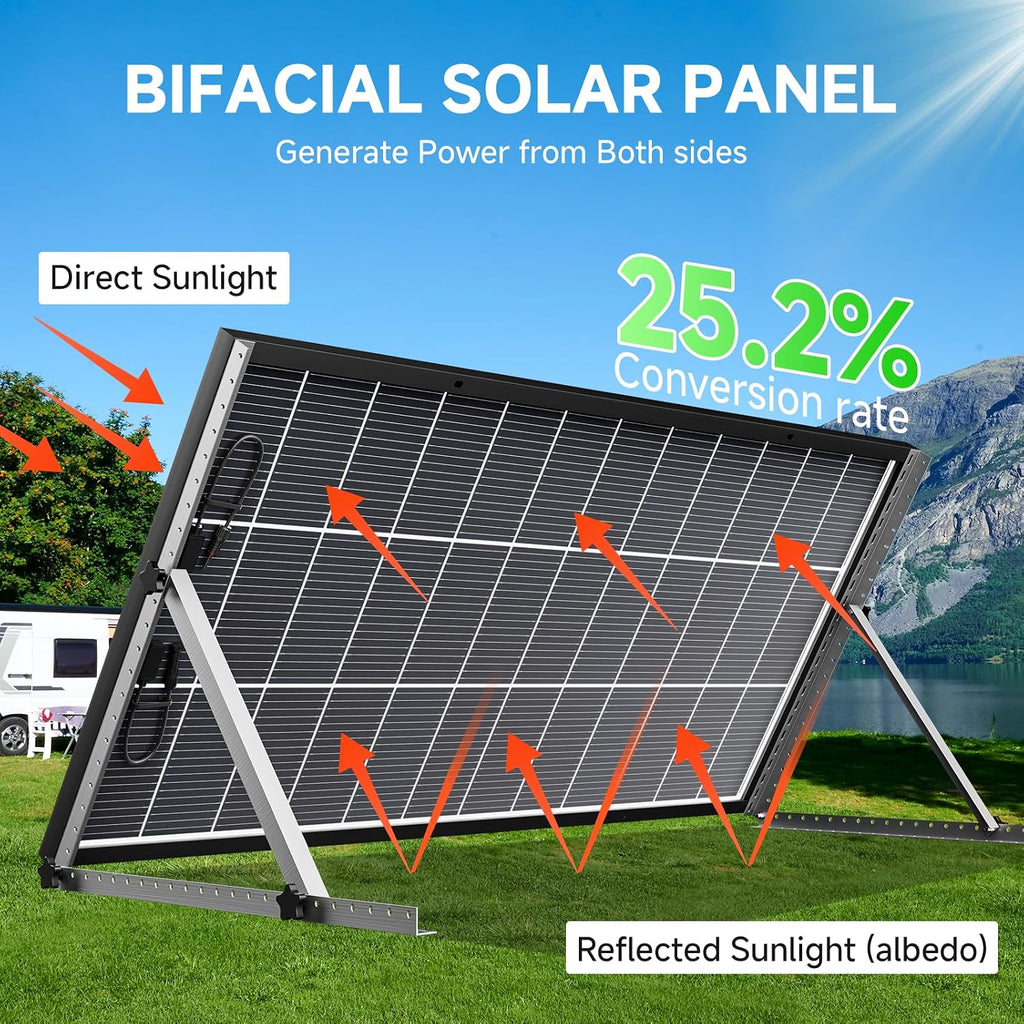1200 Watt Solar Panels Bifacial 200 Watt Solar Panel 6 Pack 18BB Monocrystalline A+ Cell High-Efficiency Module PV Power Charger Homes Camping RV Battery Boat Caravan Other Off-Grid Applications