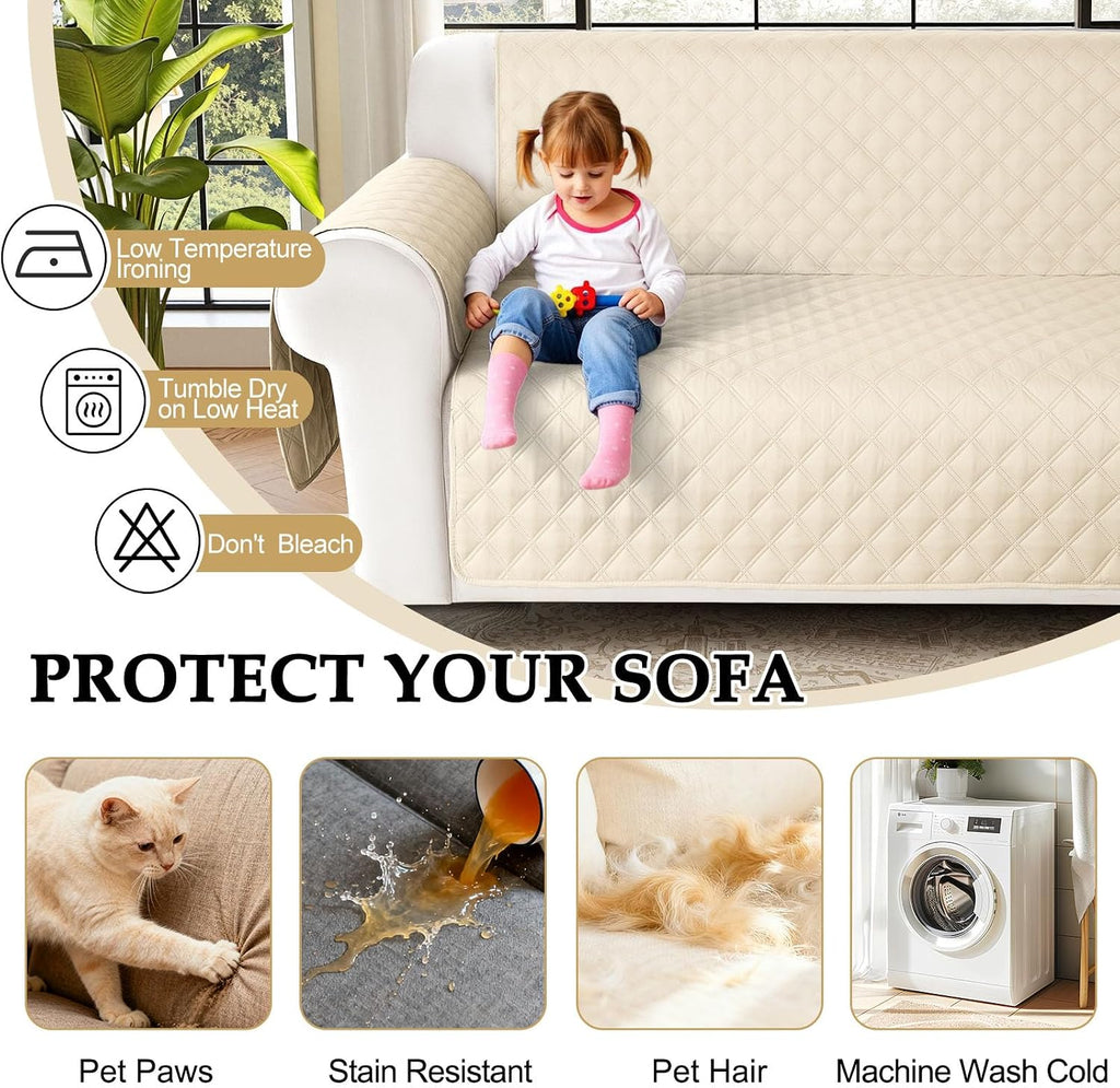 HDCAXKJ Waterproof Sectional Couch Cover L Shaped Sofa Covers Washable Corner Sectional Slipcovers Dog Pet Proof U Shape Furniture Protector with Upgraded Anti Slip Strips (XX-Large, Beige)