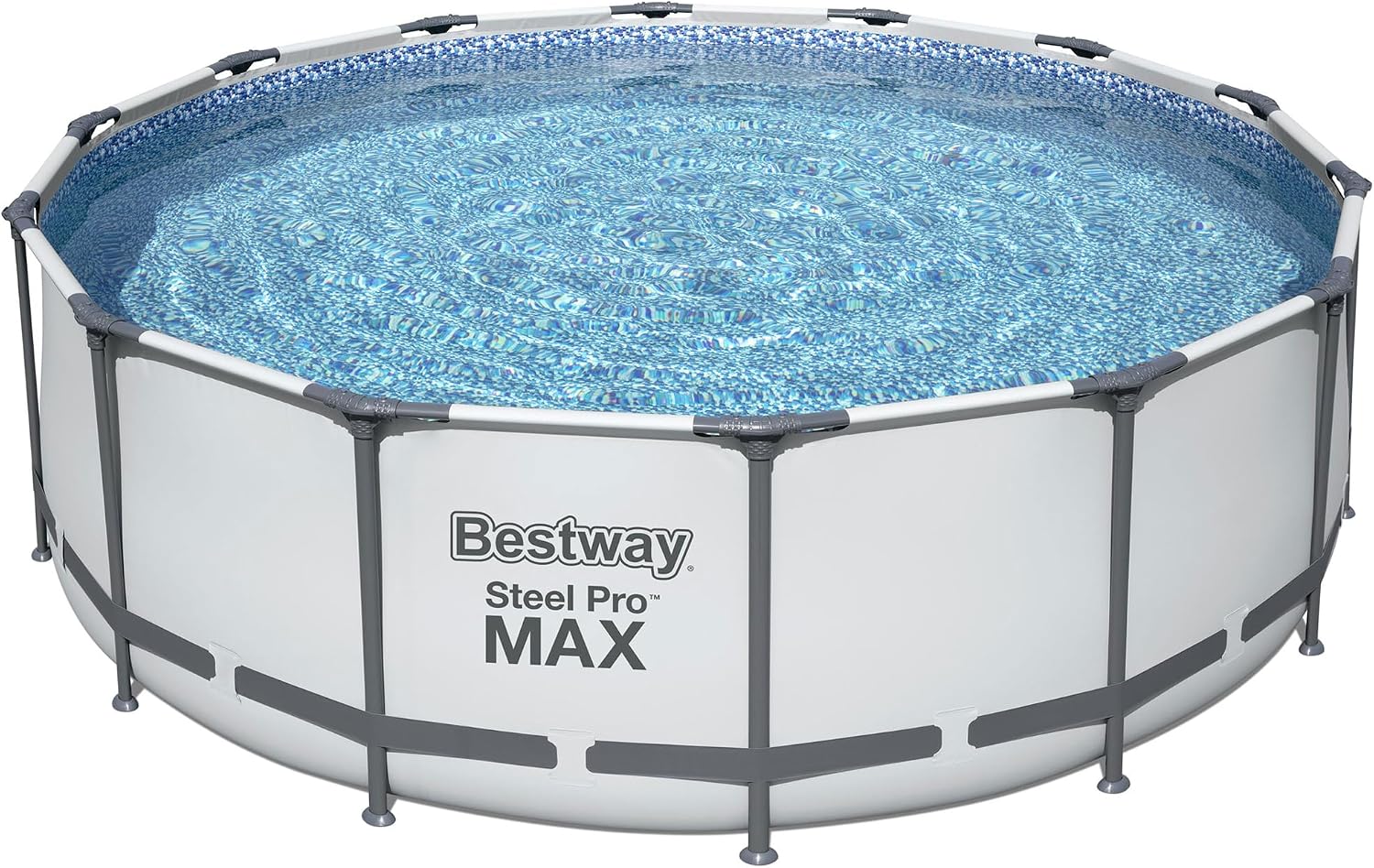 Bestway 7 Colored LED Waterfall Cascade Accessory Attachment & Steel Pro MAX 14' x 48' Round Outdoor Above Ground Swimming Pool Set with Pump