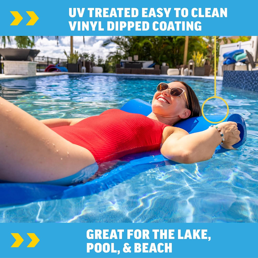Wow Sports Dipped Foam Floating Mat - Blue - 6 ft - for Lakes & Pools - Versatile Adult Pool Float & Camping Pad