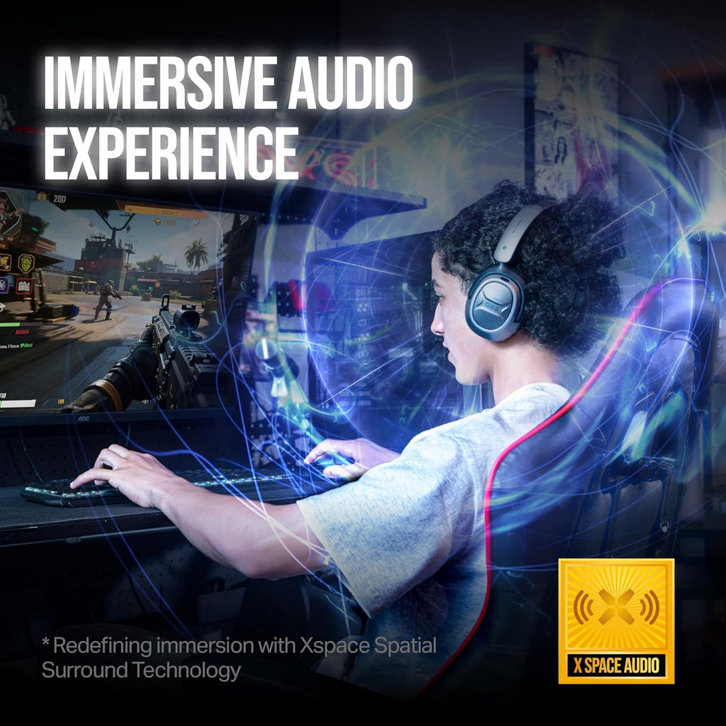 OXS Storm A2 Wireless Gaming Headset, Active Noise Cancellation, Over Ear Headphone with Mic, Bluetooth 5.4 & 2.4GHz Low Latency, Dual EQ Modes, 70H Playtime, for PC, Switch, PS4, PS5, Mobile, Black
