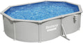 Bestway Hydrium 16'5' x 12' x 48' Above Ground Pool, Oval Steel Side Wall Frame Outdoor Swimming Pool Set with Sand Filter Pump, Polysphere Filtration Balls, Ladder & Accessories