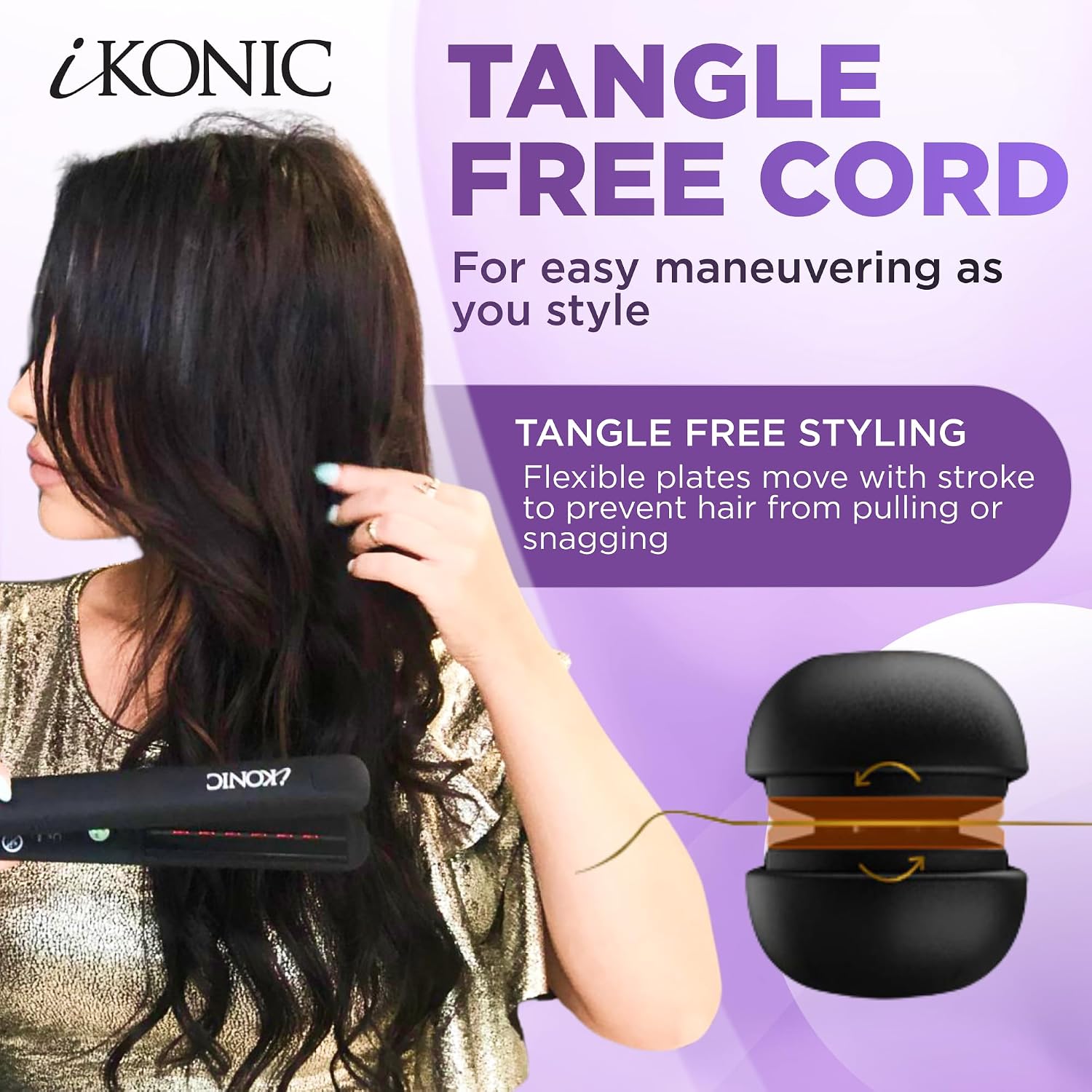 IKonic 100% Tourmaline Ceramic Hair Straightener & Curler– Anti-Static Infrared Ionic 2-in-1 Dual Voltage Flat Iron –1' Floating Plates, Adjustable Temp 140–450°F, Frizz-Free & Fast Heat Hair Iron