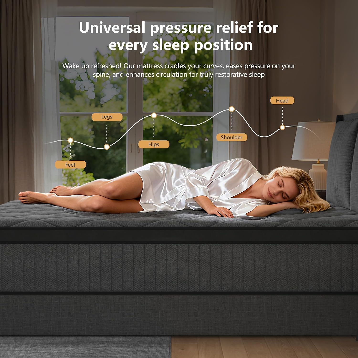 Twin Black Mattress,10 inch Hybrid Mattress Twin Size,Medium Firm with Memory Foam and Pocket Springs,Breathable Cover 10 inch Bed in a Box,39'X75'X10'