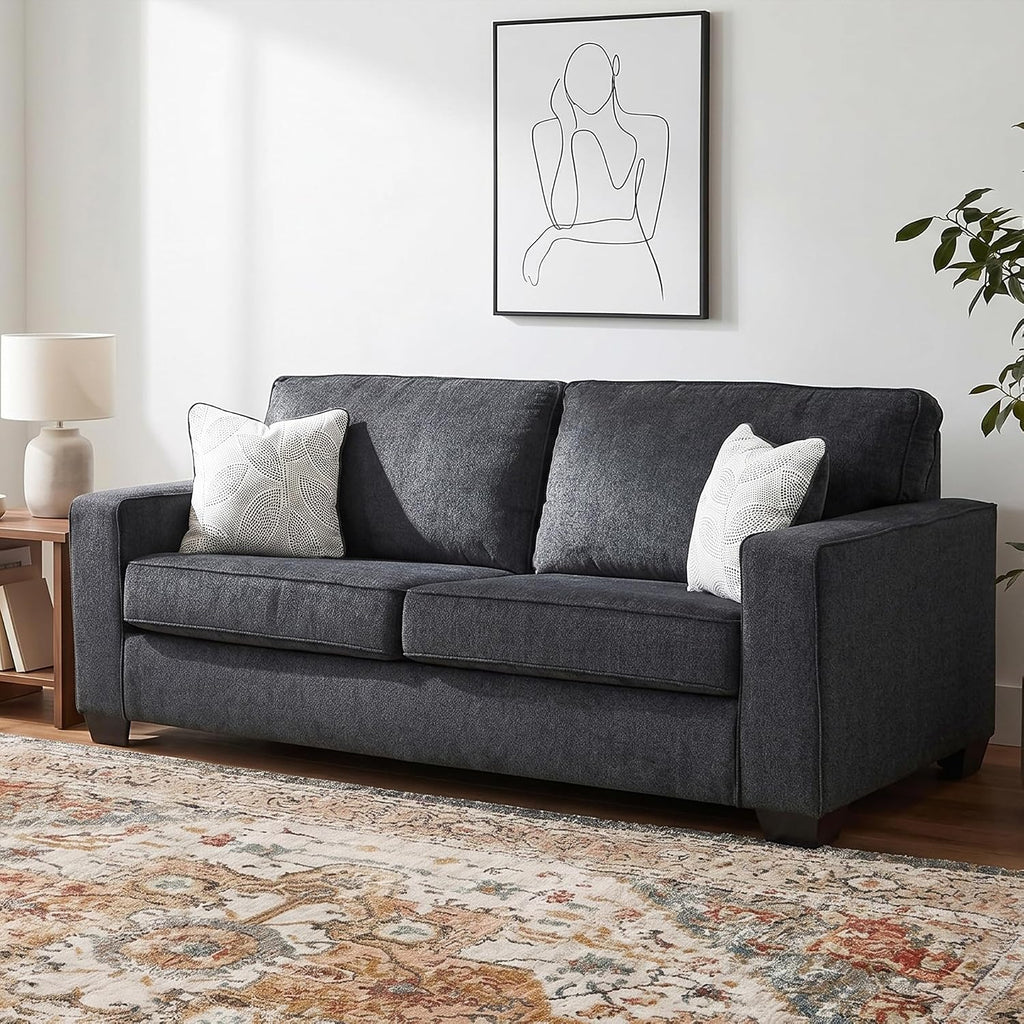 Signature Design by Ashley Altari Modern Queen Sofa Sleeper with 2 Accent Pillows, Dark Gray