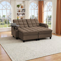 oaaktu 70.9'' Double Chaise Lounge with 360 Degree rotatable Side Table, Comfy Corduroy Indoor Lounge Chair with Armrest Storage, Cup Holder, USB Port, and Pillow for Living Room or Bedroom (Coffee)