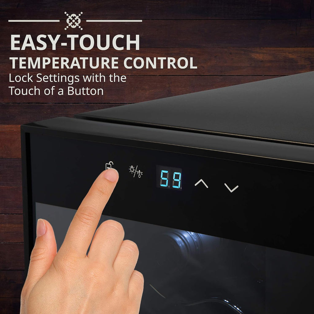 Ivation 12 Bottle Compressor Wine Cooler Refrigerator | Large Freestanding Wine Cellar For Red, White, Champagne or Sparkling Wine | 41f-64f Digital Temperature Control Fridge Glass Door Black