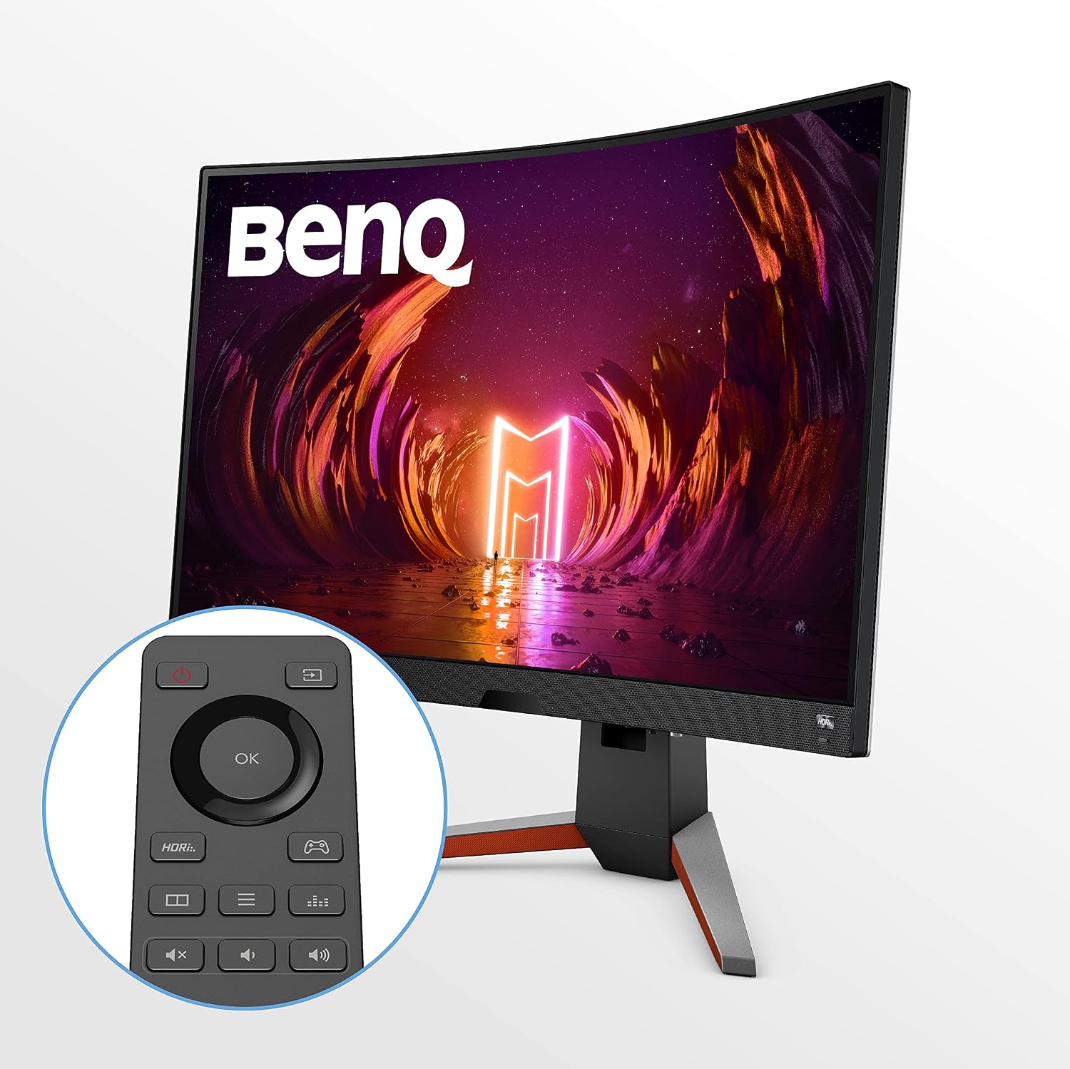 BenQ MOBIUZ EX3210R Curved Gaming Monitor 32' QHD 1440p 165Hz 1ms w/Remote | HDRi | 1000R | Color Optimizer | Freesync Premium Pro | Eye-Care | Height, Swivel & Tilt | 2.1ch w/ 5w sub | USB Hub