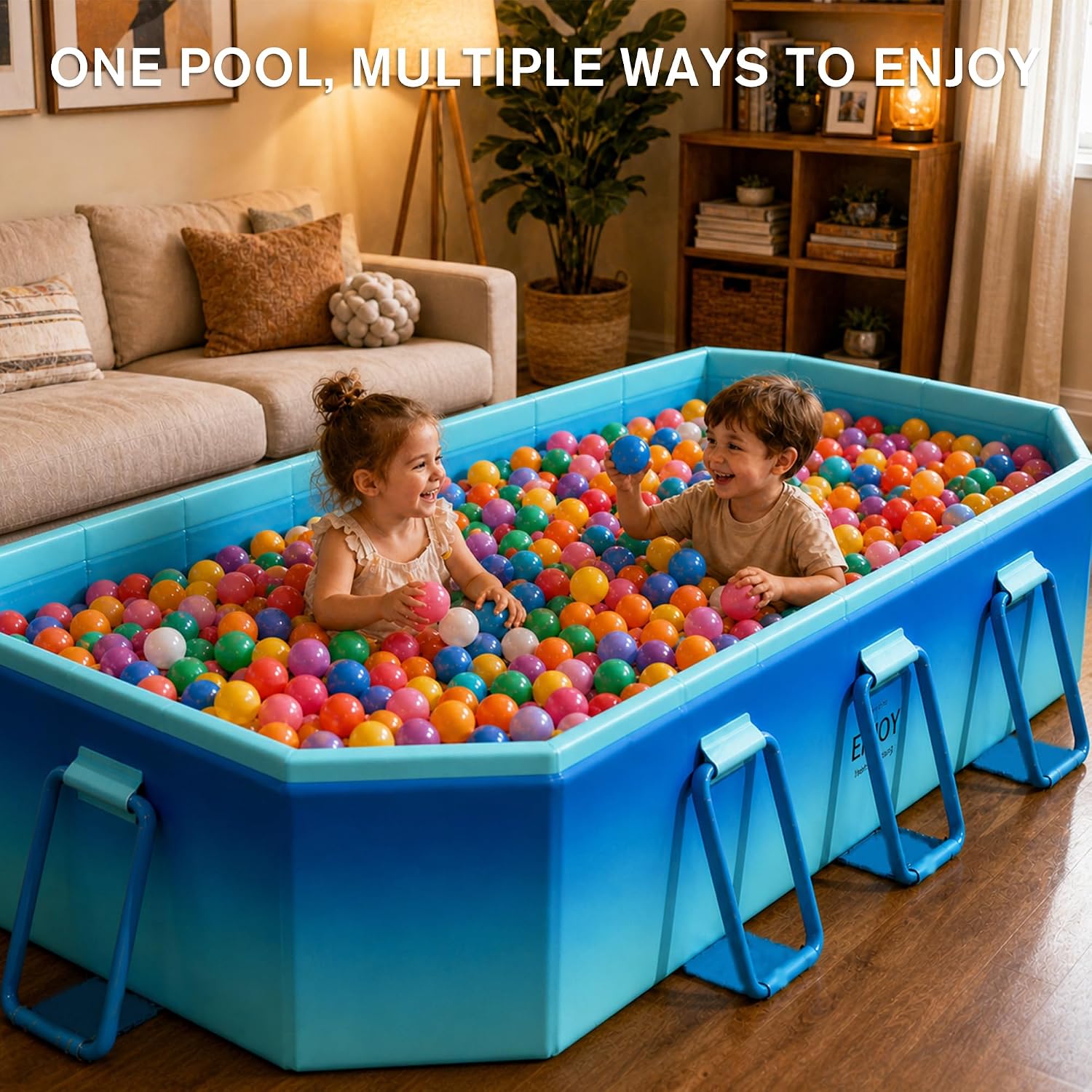 Large Foldable Pool, Non Inflatable Swimming Pool, Foldable Pool for Adults and Kids, Thickened Portable Collapsible Pool for Backyard and Outdoor Use, 116' x 65' x 19'