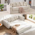 76' Convertible Sofa Bed, 2-in-1 Boneless Sleeper Sofa with Cup Holder & Pocket, Corduroy Pull Out Couch with 5 Pillows, Couch Bed for Living Room, Small Spaces, Bedroom, No Assembly