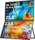 InnoView Dual Portable Monitor 23.8' 3840x2160P 4K 100% sRGB 315°Adjustable Dual Stacked Foldable Monitor Built-in Speakers Screen Extender with HDMI/USB-C/DP for Laptop Windows Mac