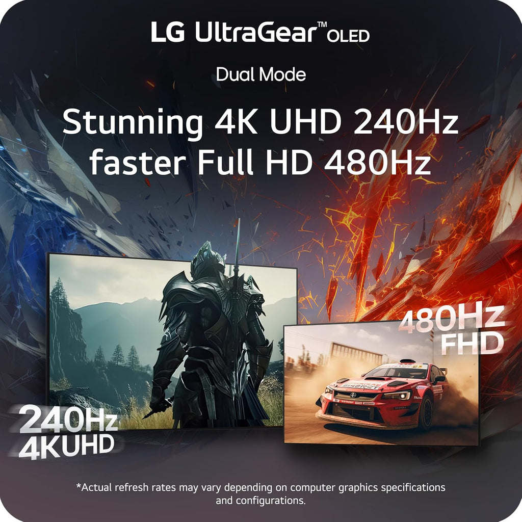 LG 32GX870A-B 32-inch Ultragear 4K UHD (3840 x 2160) OLED Gaming Monitor, Dual-Mode, 240Hz, 0.03ms, NVIDIA, AMD FreeSync Premium Pro, VESA Display HDR True Black 400, USB C, DP2.1 (Renewed)