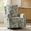 HULALA Home Modern Rocker Recliner, Printed Fabric Swivel Glider with Adjustable Backrest & Footrest, Teal