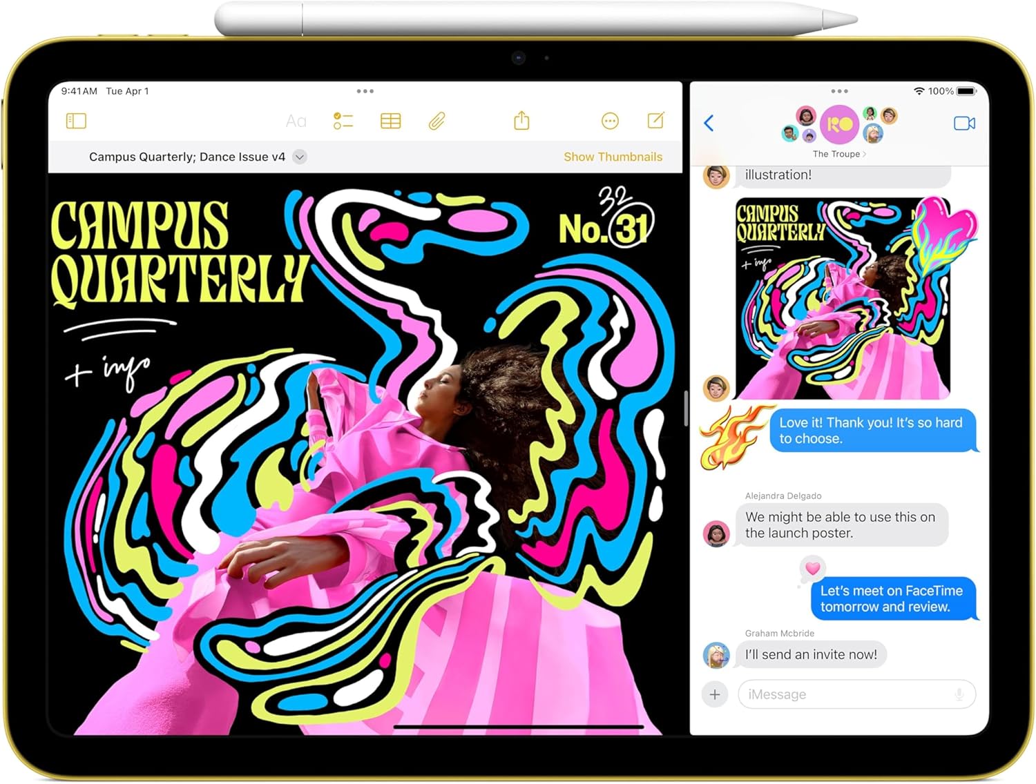 Apple iPad 11-inch: A16 chip, 11-inch Model, Liquid Retina Display, 128GB, Wi-Fi 6, 12MP Front/12MP Back Camera, Touch ID, All-Day Battery Life — Pink with AppleCare+ (2 Years)