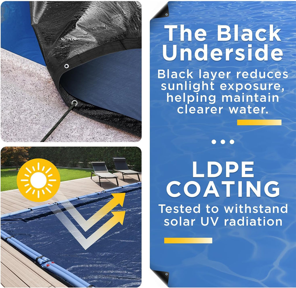 25-Ft x 45-Ft Pool Cover for Inground Pools - Rectangle Winter Pool Cover for Inground Pools, Extra Thick Material and Durable Design, Cold and UV-Resistance, Easy Installation, Navy Blue