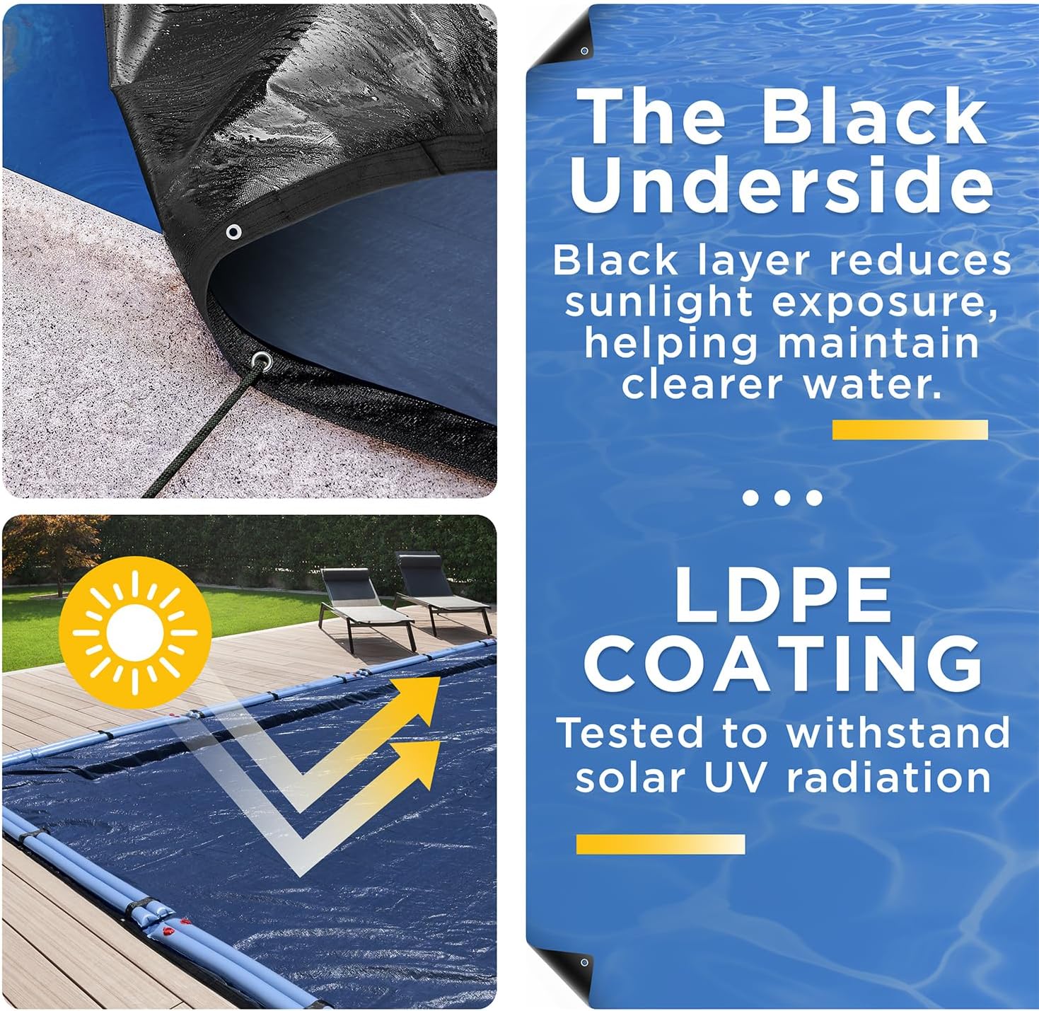 25-Ft x 45-Ft Pool Cover for Inground Pools - Rectangle Winter Pool Cover for Inground Pools, Extra Thick Material and Durable Design, Cold and UV-Resistance, Easy Installation, Navy Blue