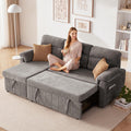 Tbfit 84'' Sleeper Sofa Bed, 3 in 1 Cloud Pull Out Sofa Couch with USB & Storage Chaise, Chenille Convertible Sofa Bed with Pull Out Bed, Couches for Living Room, Apartment, Office, Light Grey