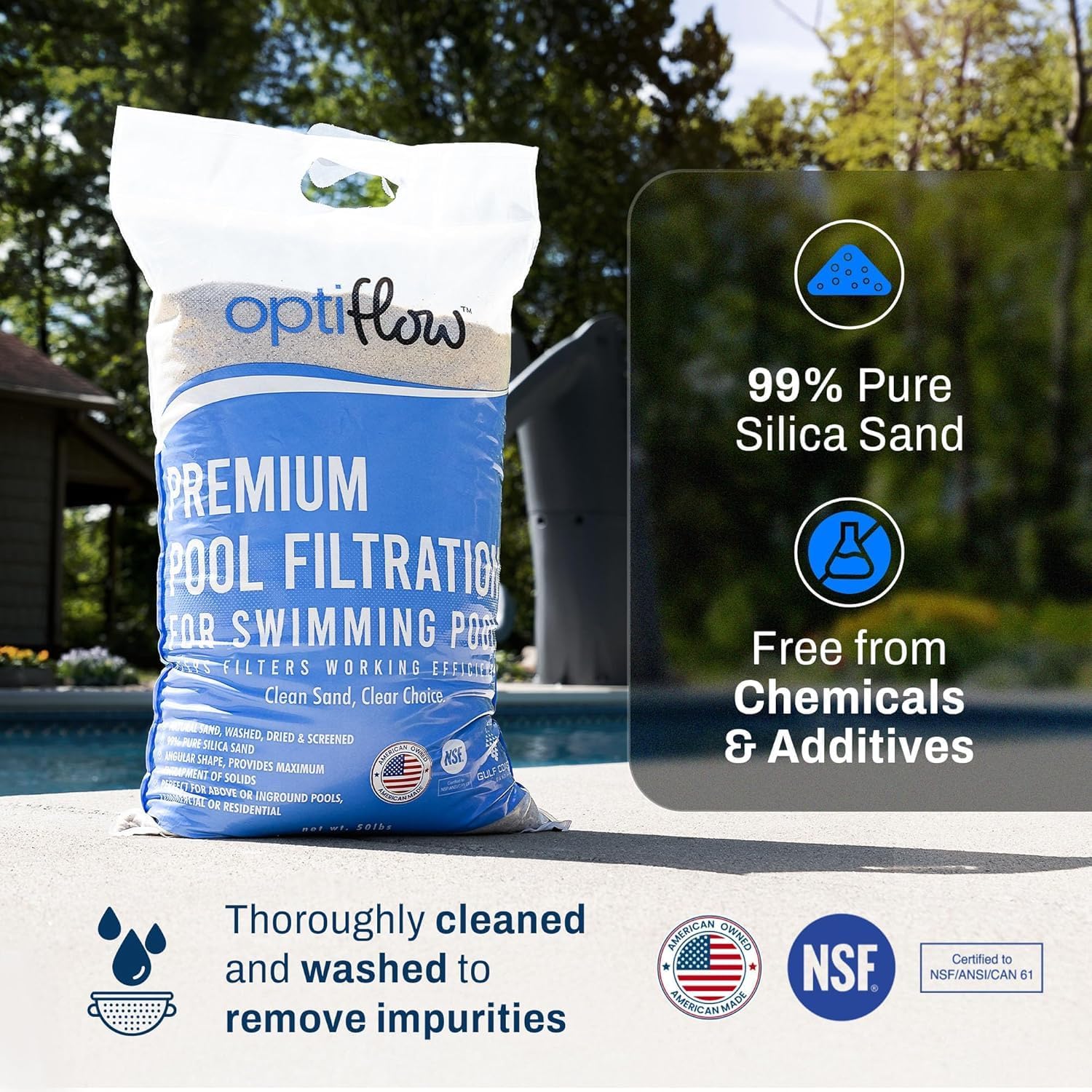 Intex Above Ground Swimming Pool Set, Ultra XTR 18' x 52' Round Frame Bundled with OptiFlow Premium Pure Silica Filter Pool Sand, 50 lb Bag