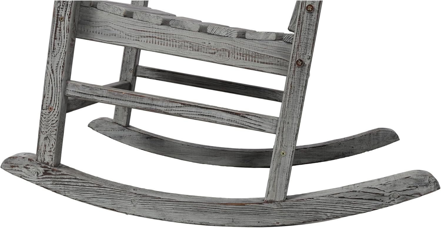 Oversized Wooden Rocking Chair for Porch & Patio 330lbs Capacity Wood Rocker with Wide Seat High Backrest & Armrests Outdoor Indoor Chair for Garden, Balcony, Living Room, Grey
