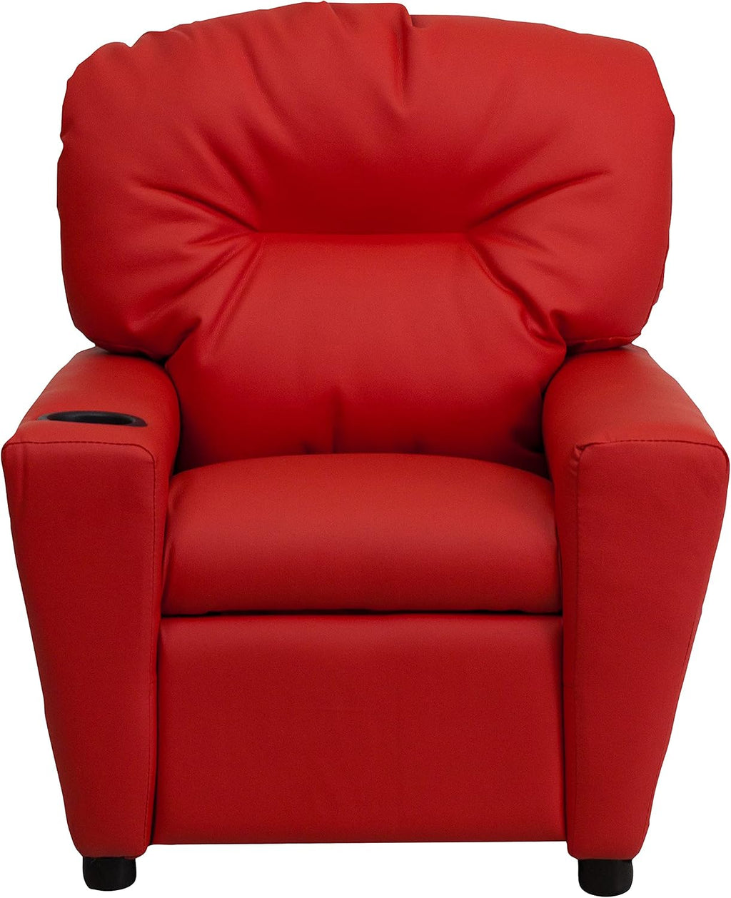Flash Furniture Chandler Vinyl Kids Recliner with Cup Holder and Safety Recline, Contemporary Reclining Chair for Kids, Supports up to 90 lbs., Red