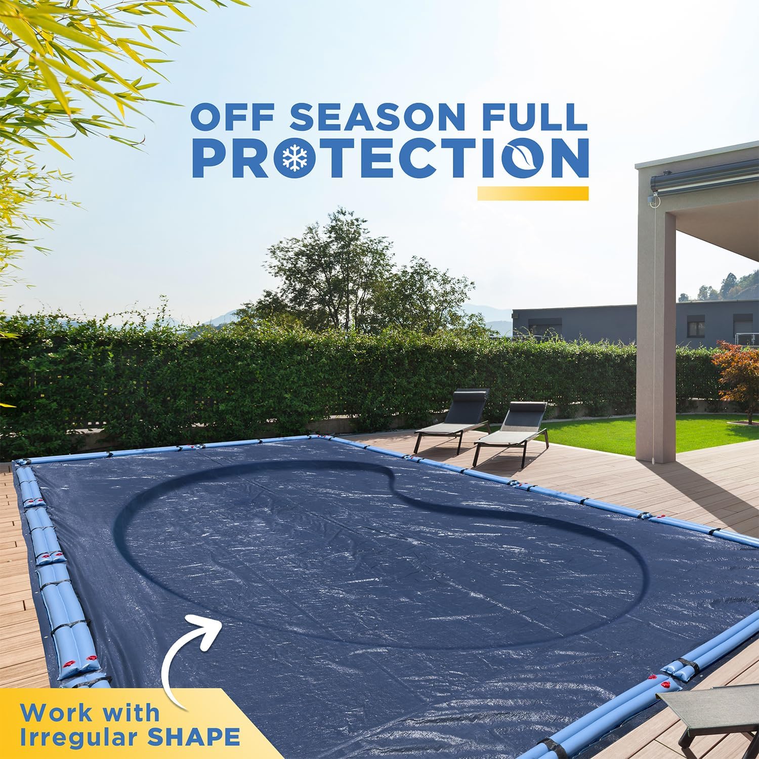 30-Ft x 50-Ft Pool Cover for Inground Pools - Rectangle Winter Pool Cover for Inground Pools, Extra Thick Material and Durable Design, Cold and UV-Resistance, Easy Installation, Navy Blue
