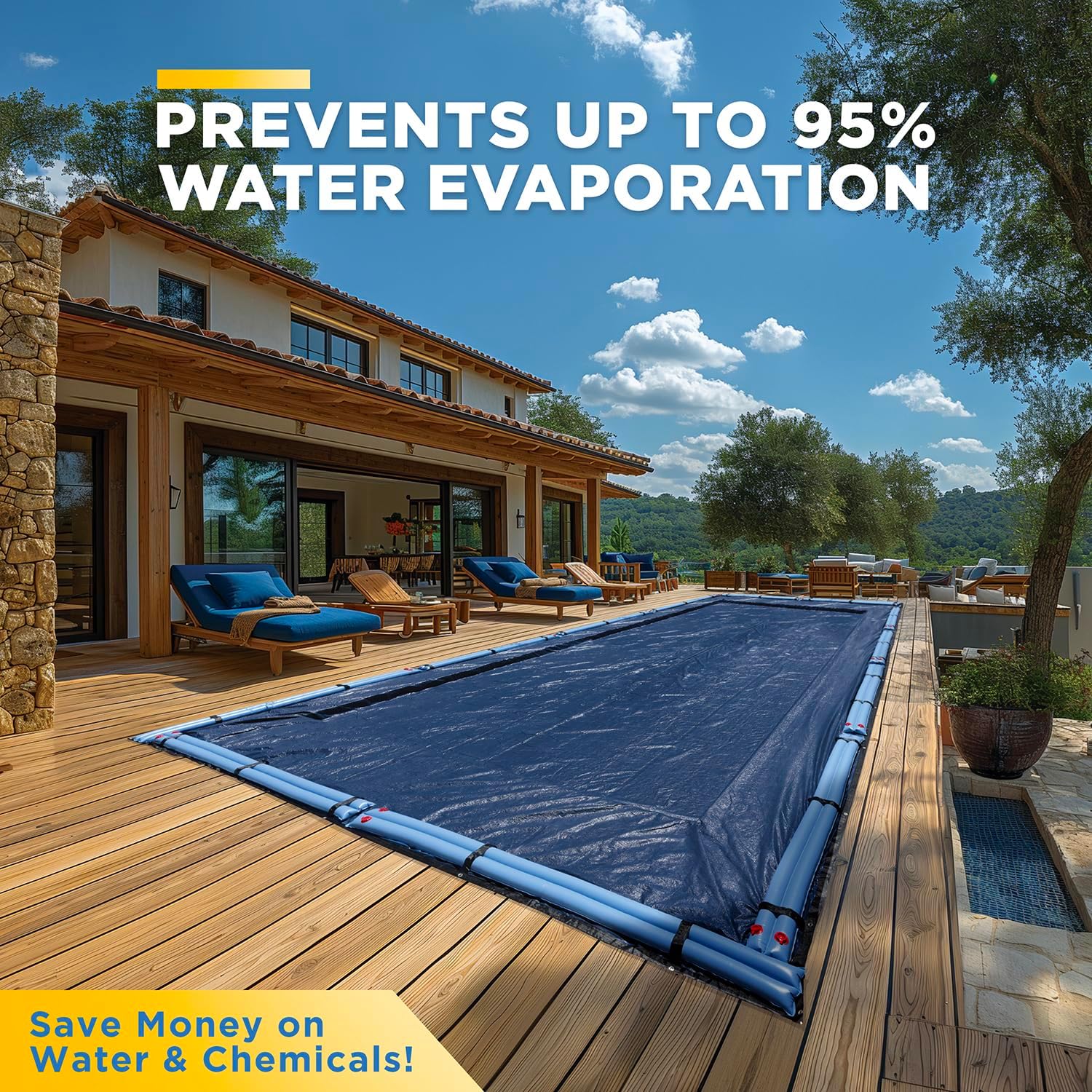 25-Ft x 45-Ft Pool Cover for Inground Pools - Rectangle Winter Pool Cover for Inground Pools, Extra Thick Material and Durable Design, Cold and UV-Resistance, Easy Installation, Navy Blue