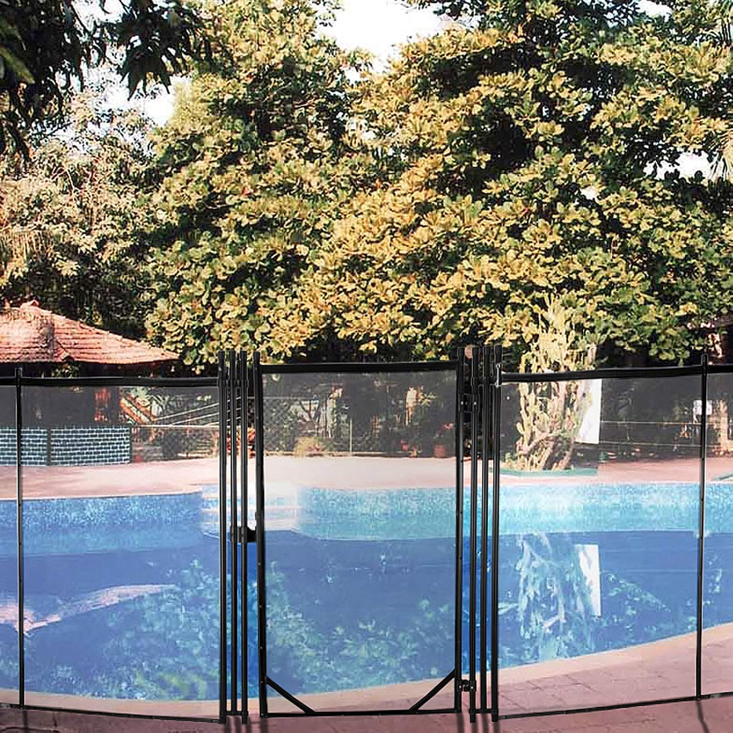 Happybuy Removable Pool Safety Fence Door, 4x2.5FT, Manual Lock, Black, Adaptive with Happybuy Pool Fence
