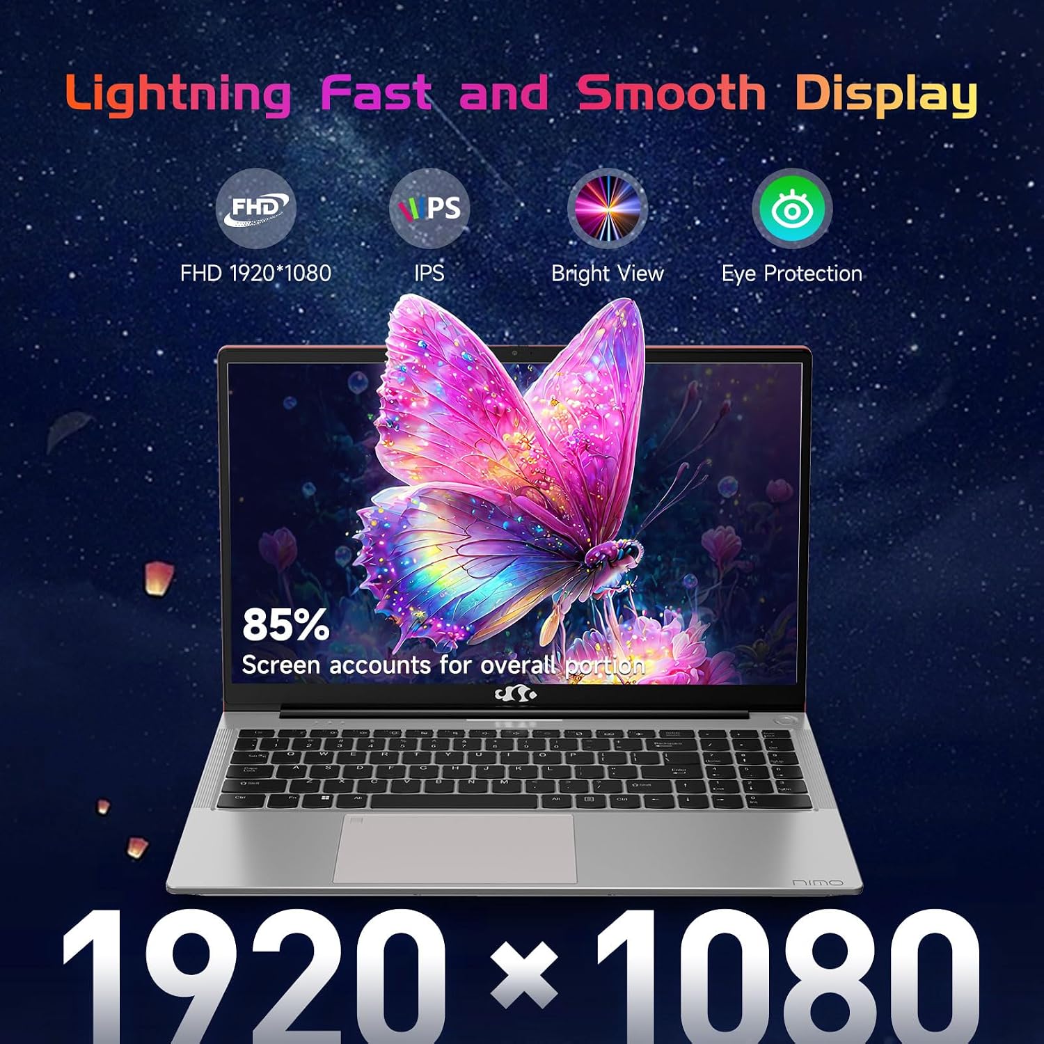 NIMO-Laptop 15.6 Student-Laptop, Intel 12th Generation Processors, 8GB RAM 256GB SSD, Backlit Keyboard Fingerprint FHD Laptop Wi-Fi 6 Windows 11 Laptop for School Home Travel