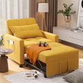 Aiho Convertible Sleeper Sofa Chair Bed, 3-in-1 Adjustable with Pillow & Pocket - Multi-Functional in Modern Linen Fabric for Apartment, Yellow