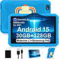 2026 Tablet 10 inch Android 15 Tablets 30GB RAM 128GB ROM 1TB Expand, 8000mAh Octa-Core Tablet with Drop-proof Case, Gemini AI, HD IPS Display, GPS, 5G WIFI, Split-screen, Widevine L1 -Metal Blue