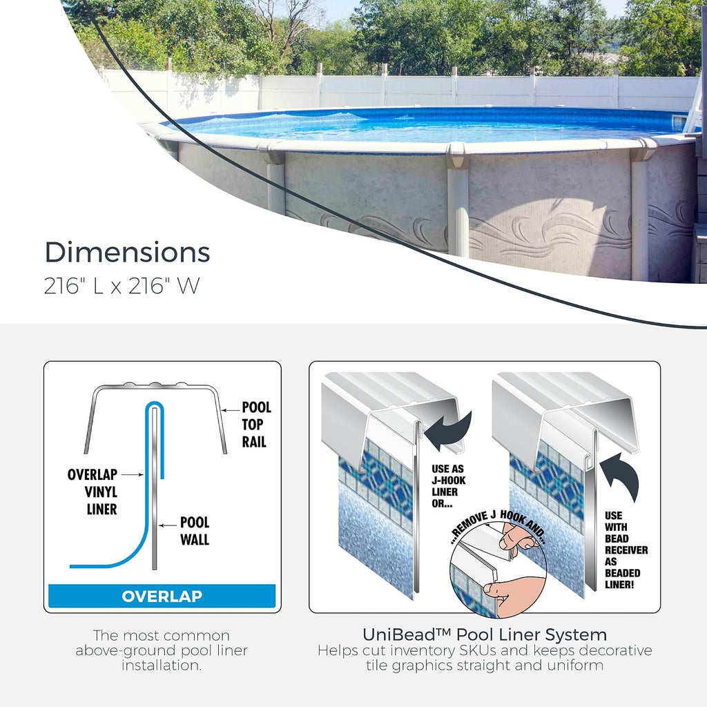 Swimline 18 Foot Round Durable 20 Gauge Vinyl Wall Overlap Pool Liner Cover for 48 and 52 Inch Above Ground Swimming Pools, Blue