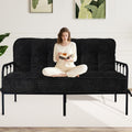 8 Inches Futon Mattress Queen Size, Extra Thick Futons Sofa Couch Bed with Strap Design, Japanese Floor Mattress for Adults, Folding Mattres Shredded Foam Filling (Frame Not Included), Black