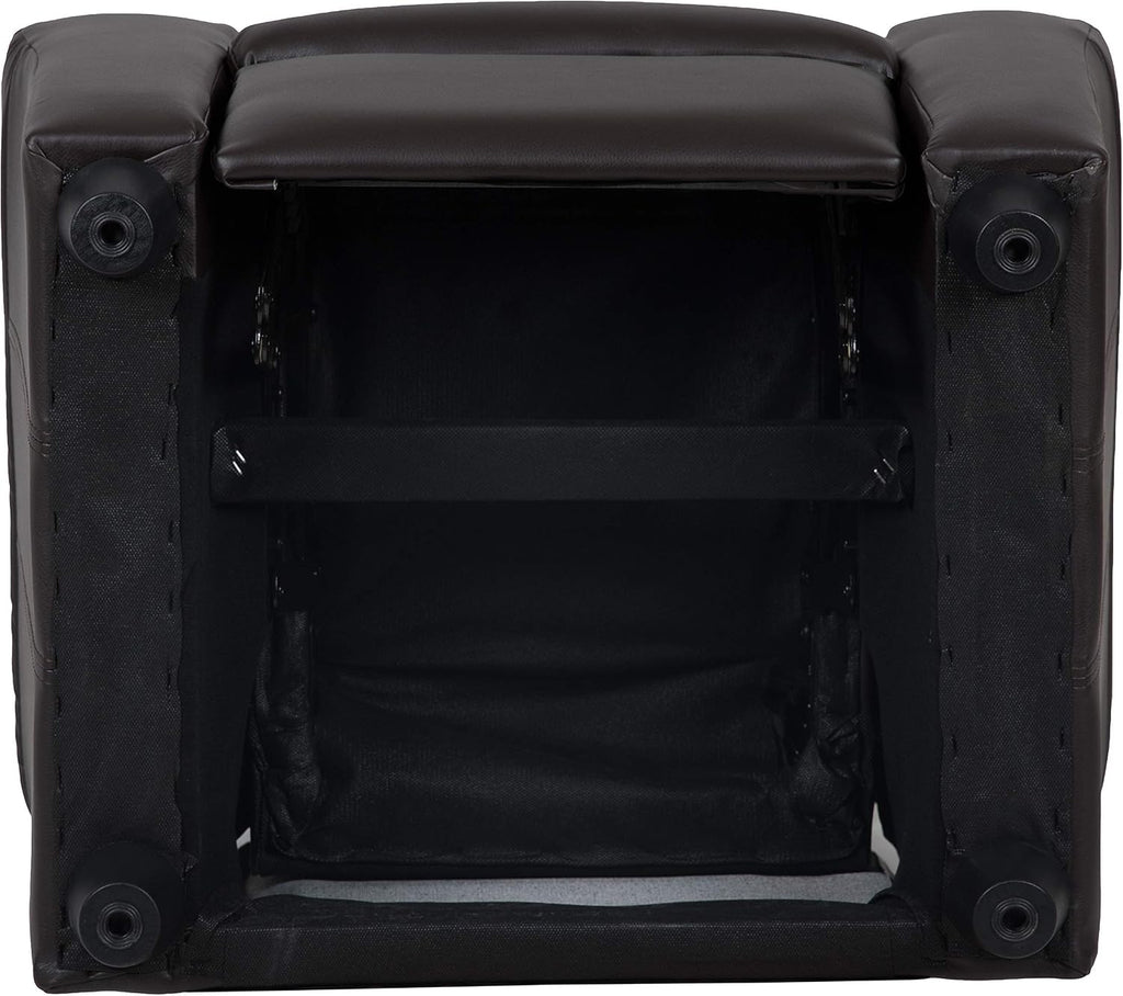 EMMA + OLIVER Brown LeatherSoft Kids Recliner with Cup Holder and Headrest