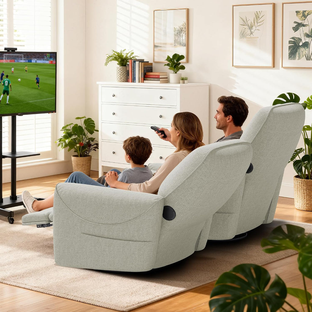 KINGYES Power Recliner Chair, 270° Swivel Glider, Living Room Recliner with USB-C Port, Nursery Rocking Chair, Gray