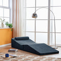 GDFStudio Rue Velvet Foldable Sofa Bed, Convertible Sleeper Chair with Pillow, Foldable Mattress with Back Support, Portable Lounge Sofa for Living Room/Bedroom, No Assembly Needed, Midnight Blue