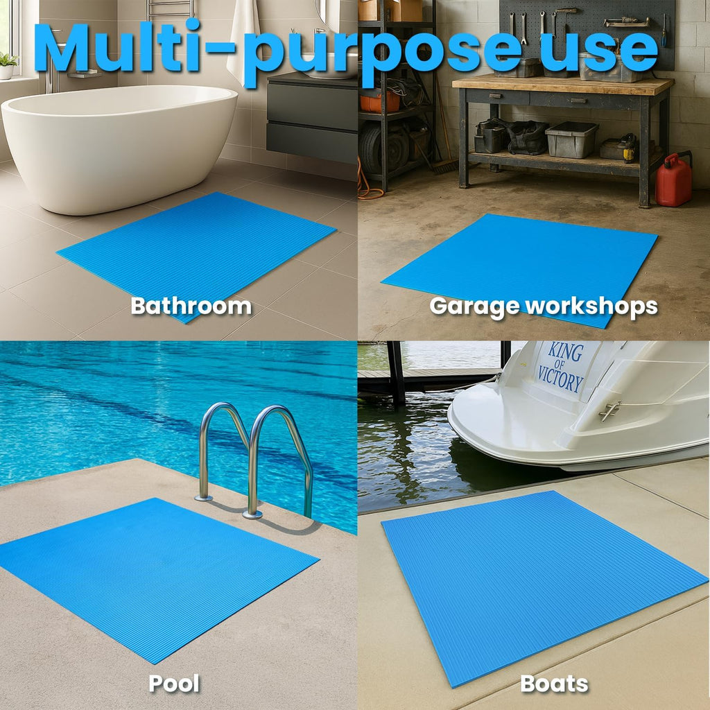 XtremepowerUS Above Ground Pool Ladder with Protective Mat – Inclined Entry Step System + 36 x 36 Inch Pad for Liner Protection (1 Ladder + 1 Mat)
