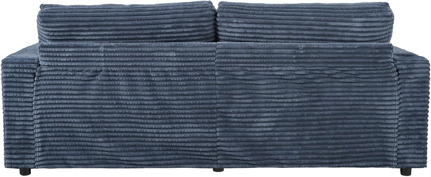 86.5' Oversized Double Chaise Lounge Indoor Corduroy Upholstered Sofa Bed , Deep Seat Lounger Loveseat Recliner Daybed with Dual USB Ports , Two Cup Holders and Throw Pillows for Living Room Bedroom