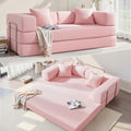 YINIX Foldable Sofa Bed, 78'' Folding Floor Couch, Compressed Convertable Sleeper Sofa, Memory Foam Couch with Pillow Back Support Armrest, 4-in-1 Futon Sofa Bed for Living Room, Pink